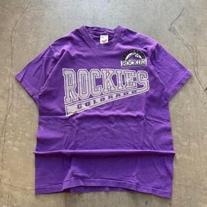 Vintage 90's Colorado Rockies MLB Baseball Single Stitch Shirt Size Large